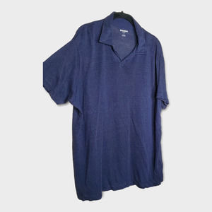 Bonobos Short Sleeve Polo 100% Linen Modern Fit Navy Blue Men's Size Medium